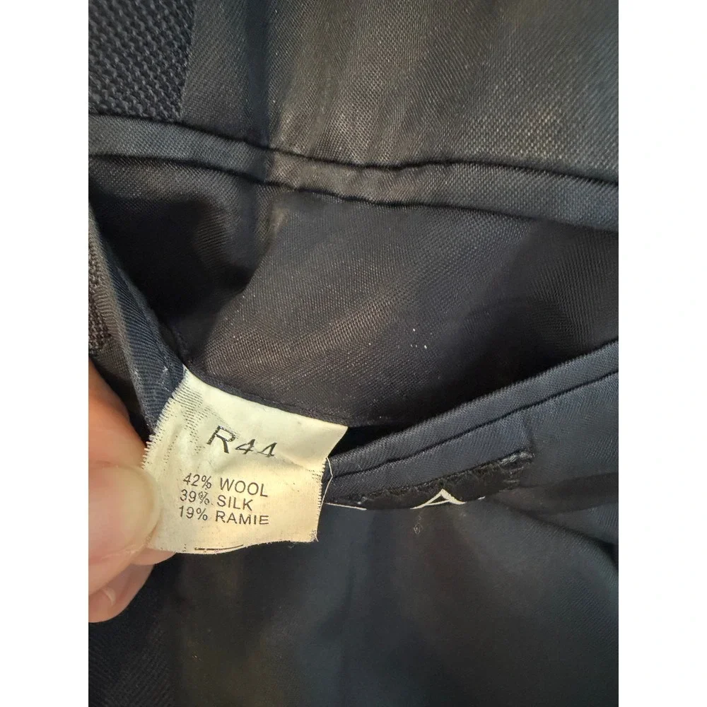 Jos. A. Bank‎ Mens 44R Navy Blue Wool Silk Ramie Two Button Blazer Sport Coat
